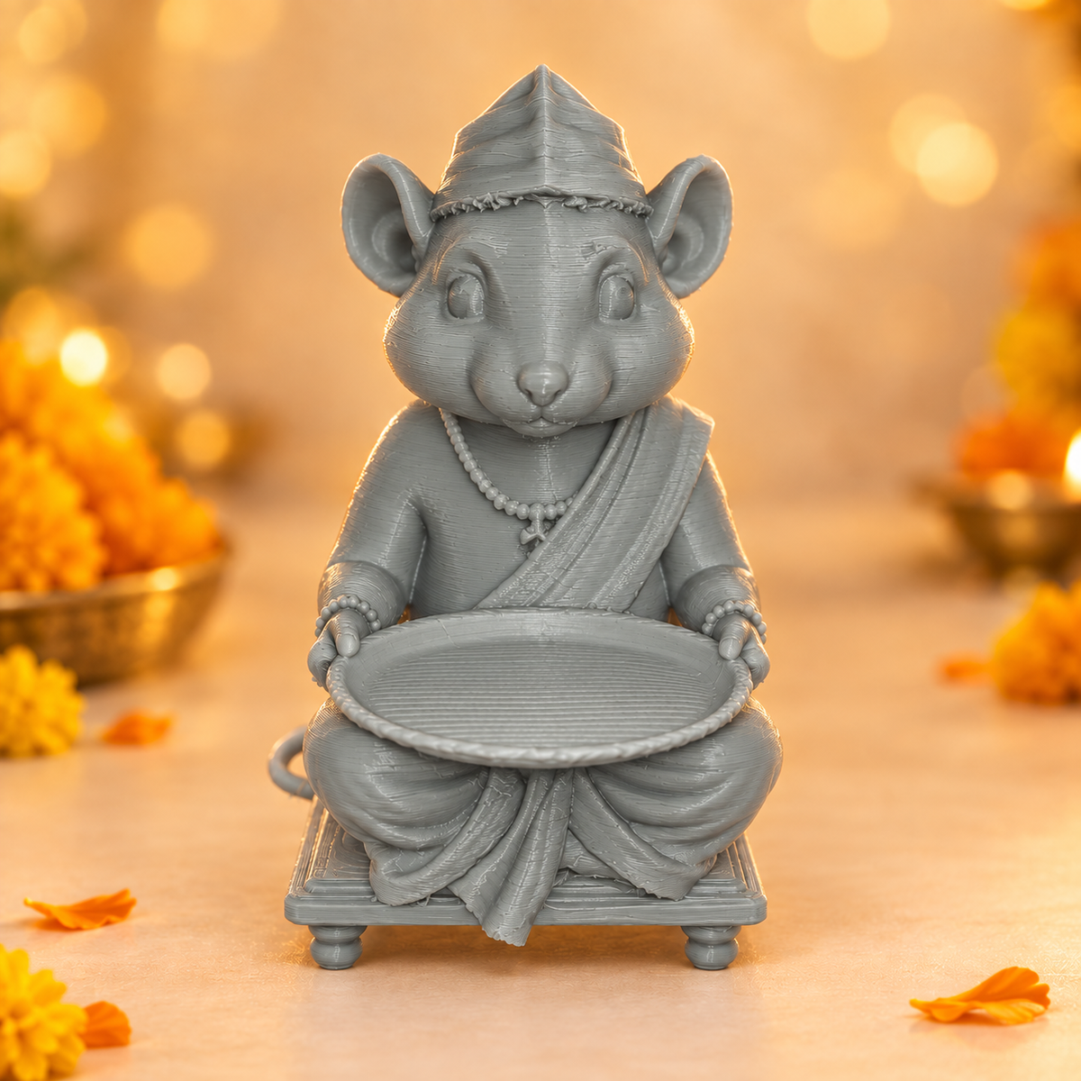 Mushakraj Prasad Patra | Ganpati Prasad Patra | Decorative Offering Plate | 3D Printed Ganesh Decoration