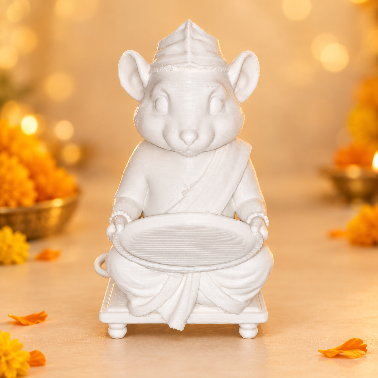 Mushakraj Prasad Patra | Ganpati Prasad Patra | Decorative Offering Plate | 3D Printed Ganesh Decoration